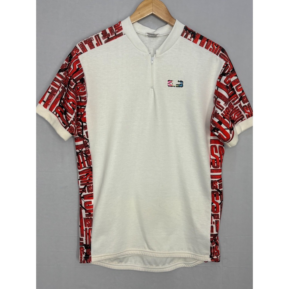 JT Racing USA Cycling‎ Jersey Mens White Red Half Zip Short Sleeve S Vintage 90s